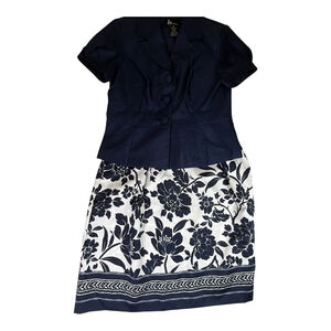 KS Petite Collection Navy Blue Two Piece Skirt Set Size 10P